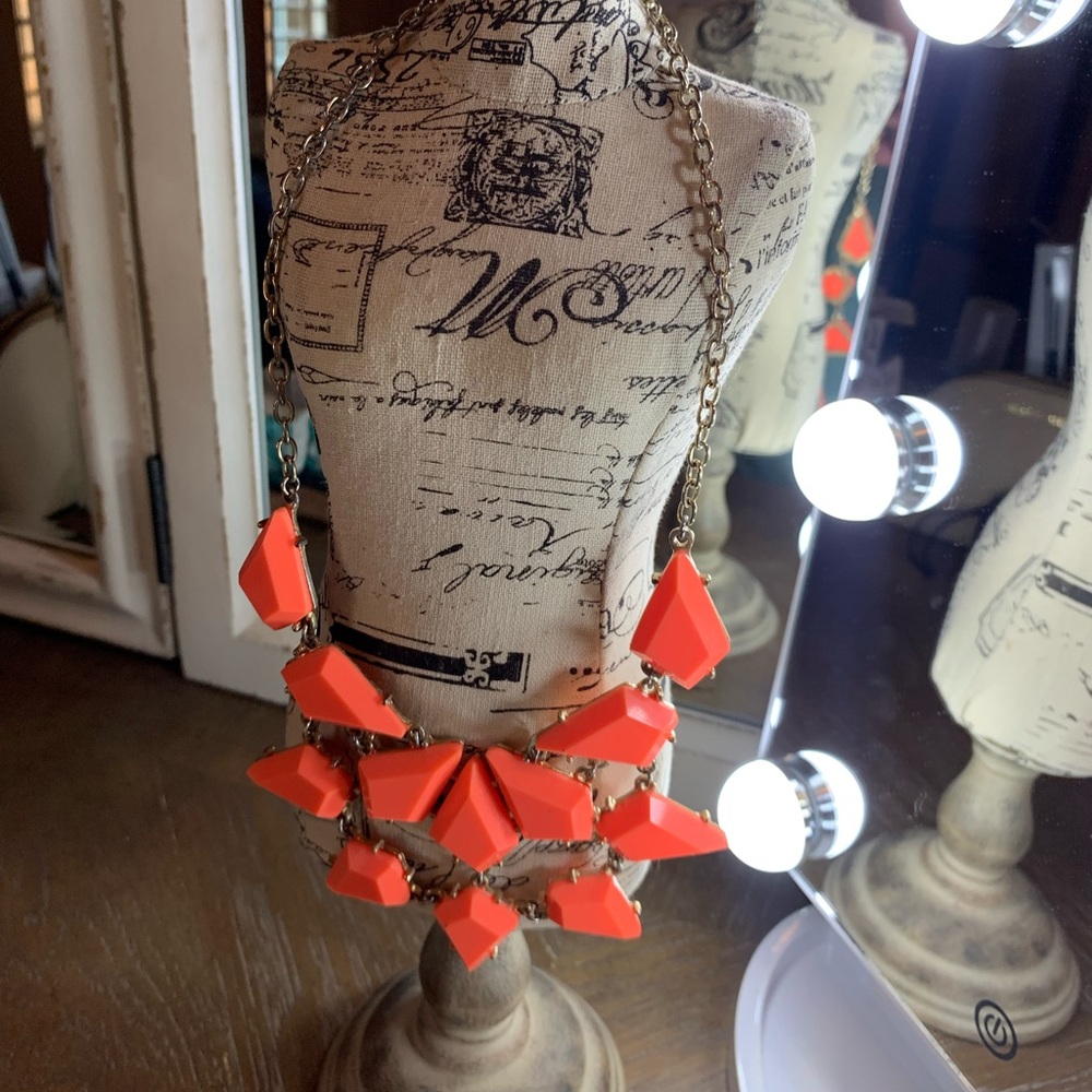 Hot coral statement necklace